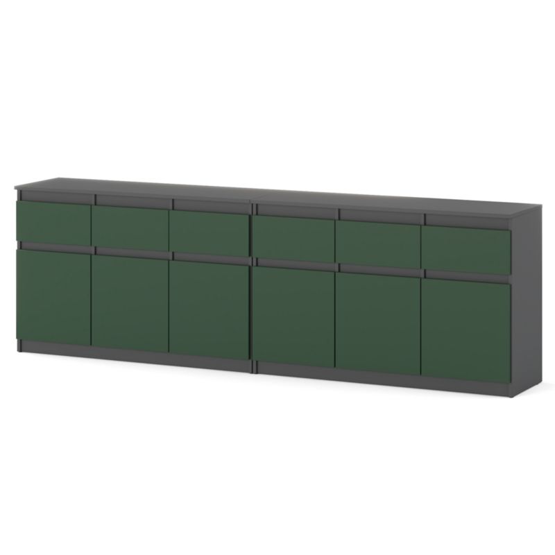 Komoda Hurtownia-Mebli Szuflady 6 Olia Best 240cm Szary Mat Butelkowa Zieleń 240x35x75 cm 1szt.