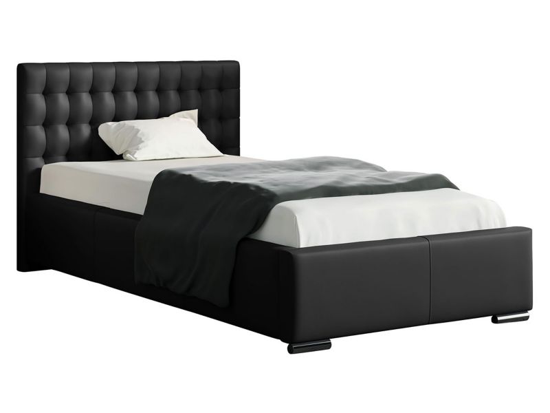 Łóżko tapicerowane MIRJAN 24 Porto Mini 90x200 czarna ekoskóra 1 szt.