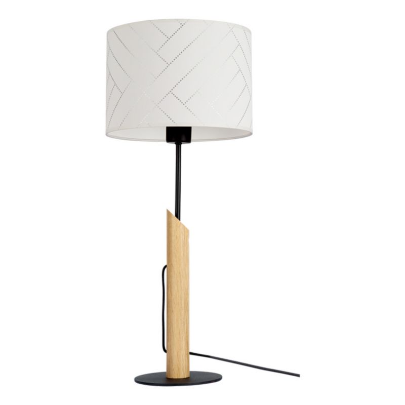 Drewniana Lampa Stołowa SPOT Light 1xE27 Max.60W Dąb Olejowany FSC, Wielokolorowy Abażur, Polski Producent, 1 szt.