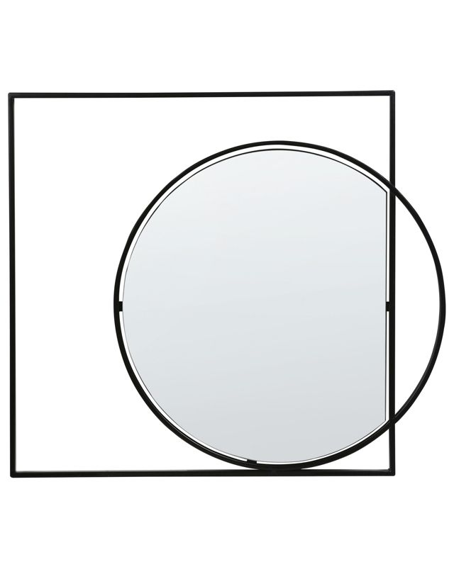 Lustro ścienne Auxy 79 cm 70 cm Metal Czarny 1 szt.