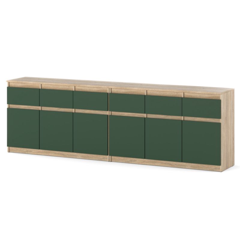 Komoda Hurtownia-Mebli Szuflady 6 Olia Best 240cm Dąb Sonoma Butelkowa Zieleń 240x35x75 cm 1szt.
