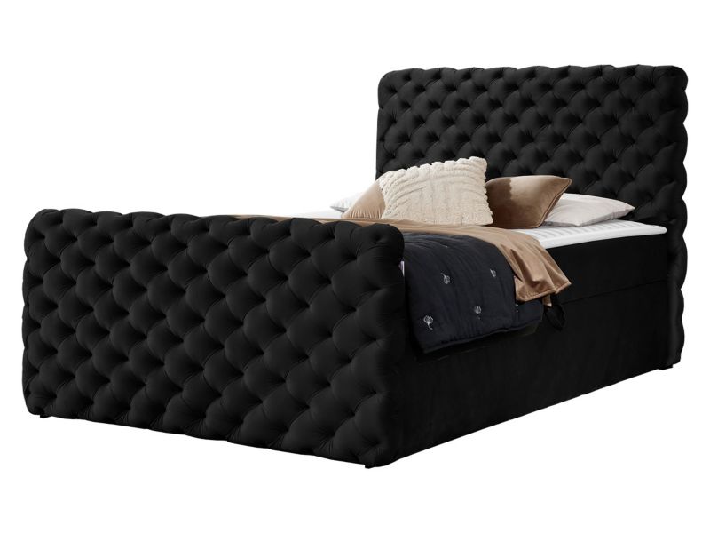Łóżko kontynentalne MIRJAN 24 Chesterfield Lux 140x200 czarny 1 szt.