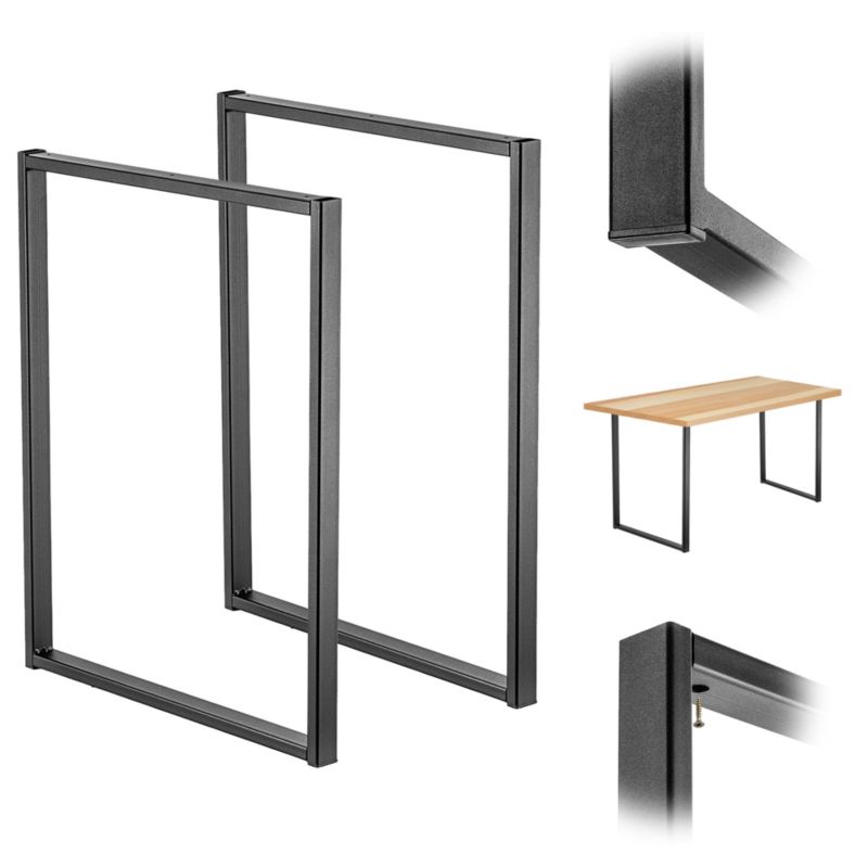 Nogi Do Stołu KADAX metalowe Loft Prostokątne industrial 60x75 cm Czarny 2szt.