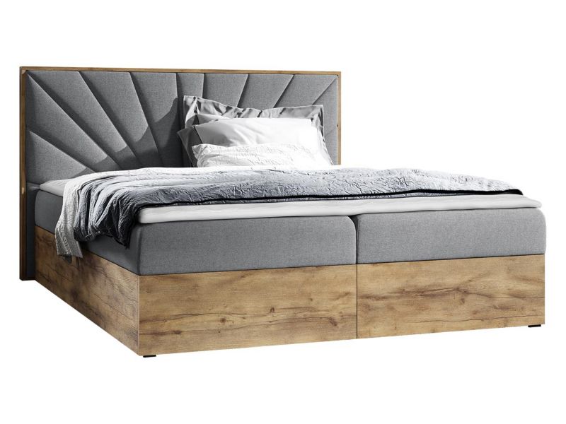 Łóżko kontynentalne MIRJAN 24 Wood 7 180x200 dąb lancelo/stalowy szary 1 szt.