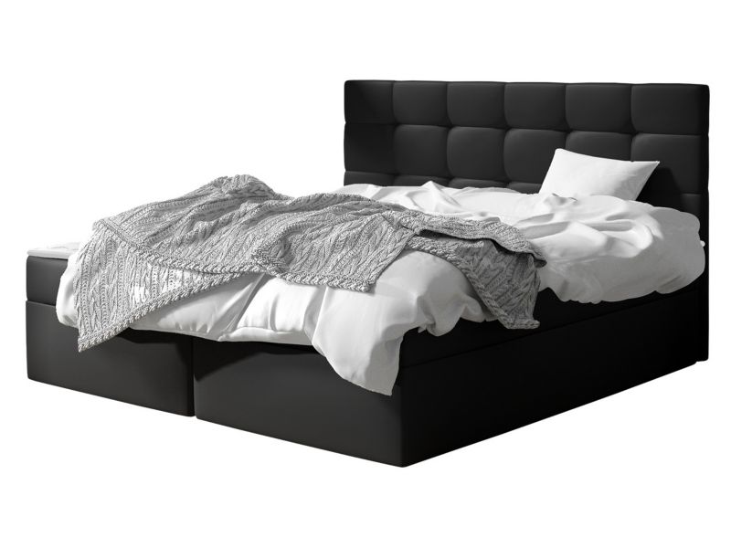 Łóżko kontynentalne MIRJAN 24 Luanda 140x200 czarna ekoskóra 1 szt.