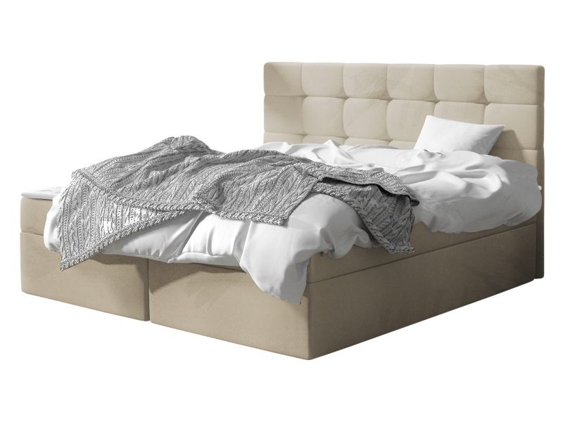 Łóżko kontynentalne MIRJAN 24 Luanda 140x200 beżowy plusz 1 szt.