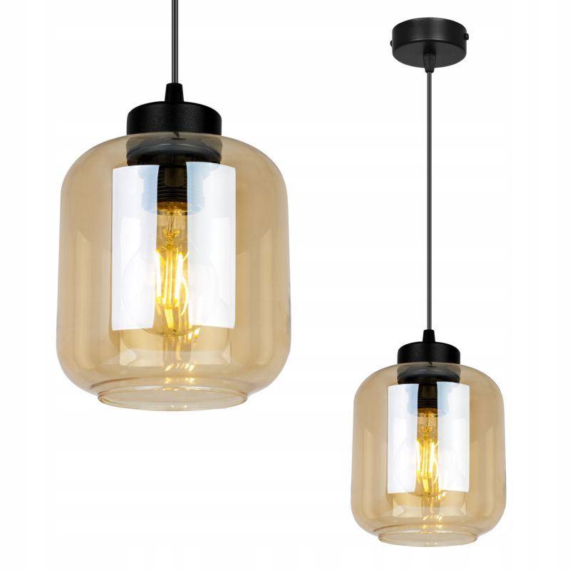 Lampa sufitowa wisząca Light Home LH Novalja 1x E27 60W czarny/miodowy 1szt.