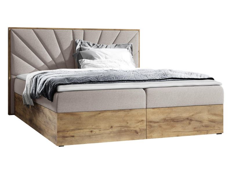 Łóżko kontynentalne MIRJAN 24 Wood 7 160x200 dąb lancelo/zimny beż 1 szt.