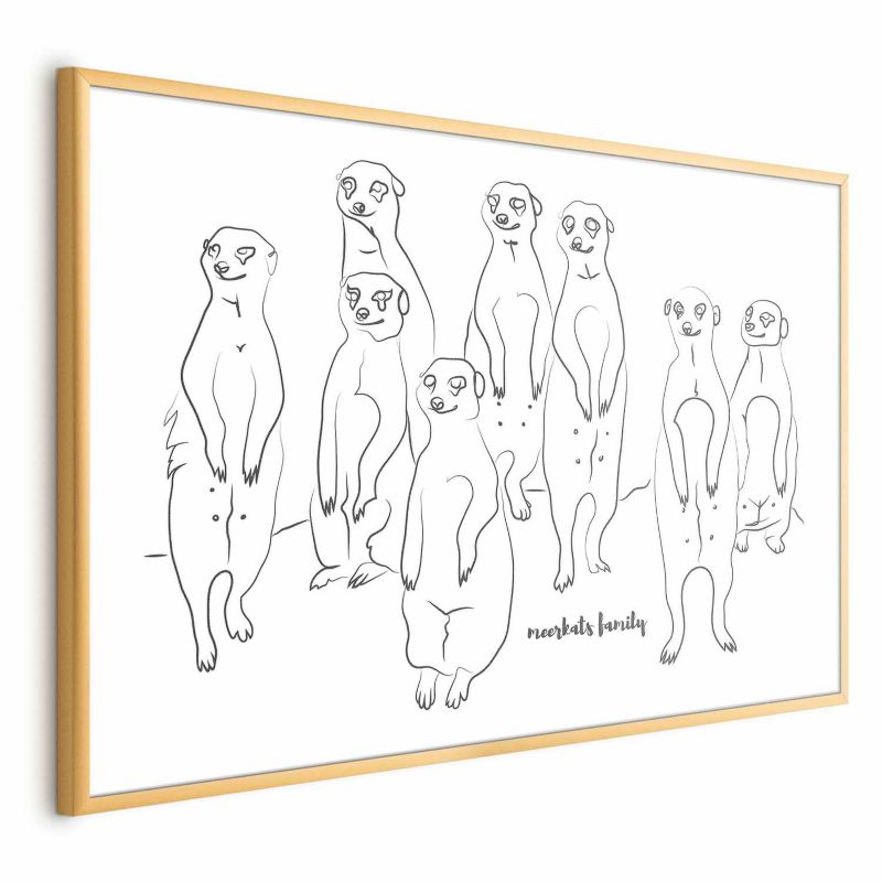 Plakat Artgeist Rodzina surykatek 60x40 cm z ramą złotą 1 szt