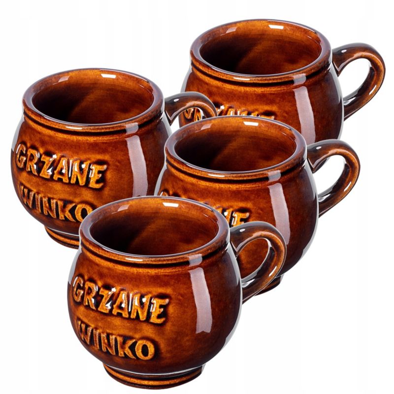 Kubki KADAX Do Grzańca Wina 300ml Kamionkowe Brązowy 4 szt.