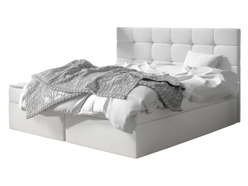 Łóżko kontynentalne MIRJAN 24 Luanda 180x200 biała ekoskóra 1 szt.