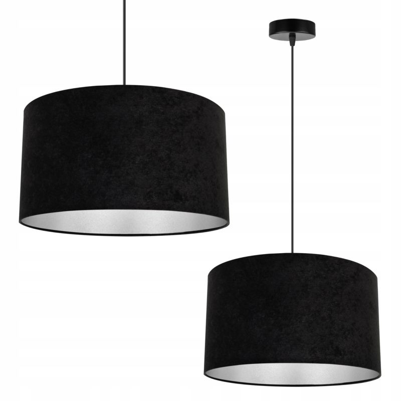 Lampa sufitowa wisząca Light Home LH Mediolan Welur 1x E27 60W ciepły czarny/srebrny 35cm 1szt.