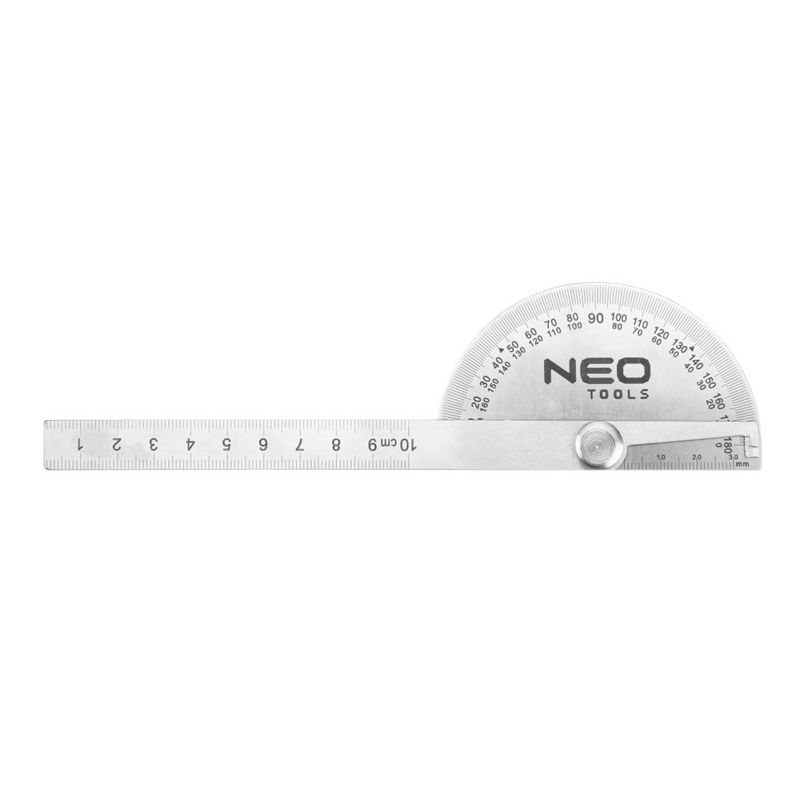 Kątomierz NEO TOOLS z linijką 100 mm, stal nierdzewna 1 szt