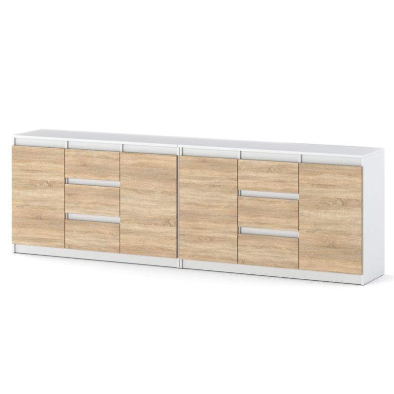 Komoda Hurtownia-Mebli Szuflady 6 Agna Best 240cm Biały Mat Dąb Sonoma 240x35x75 cm 1szt.