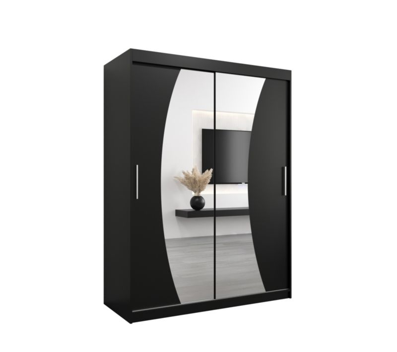 Szafa przesuwna Garderoba Abiks WAVE 150 czarny mat + czarny mat 1 szt.