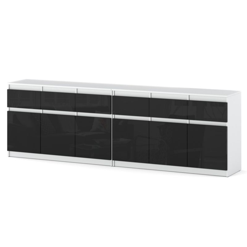 Komoda Hurtownia-Mebli Szuflady 6 Olia Best 240cm Biały Mat Czarny Połysk 240x35x75 cm 1szt.