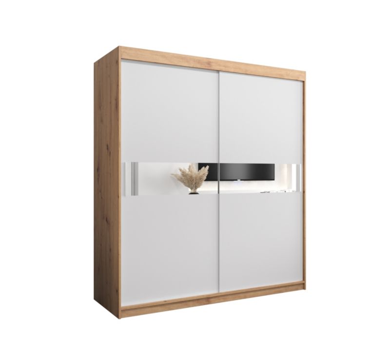 Szafa przesuwna Garderoba Abiks HAWANA 3 180 dąb artisan + biały mat 1 szt.