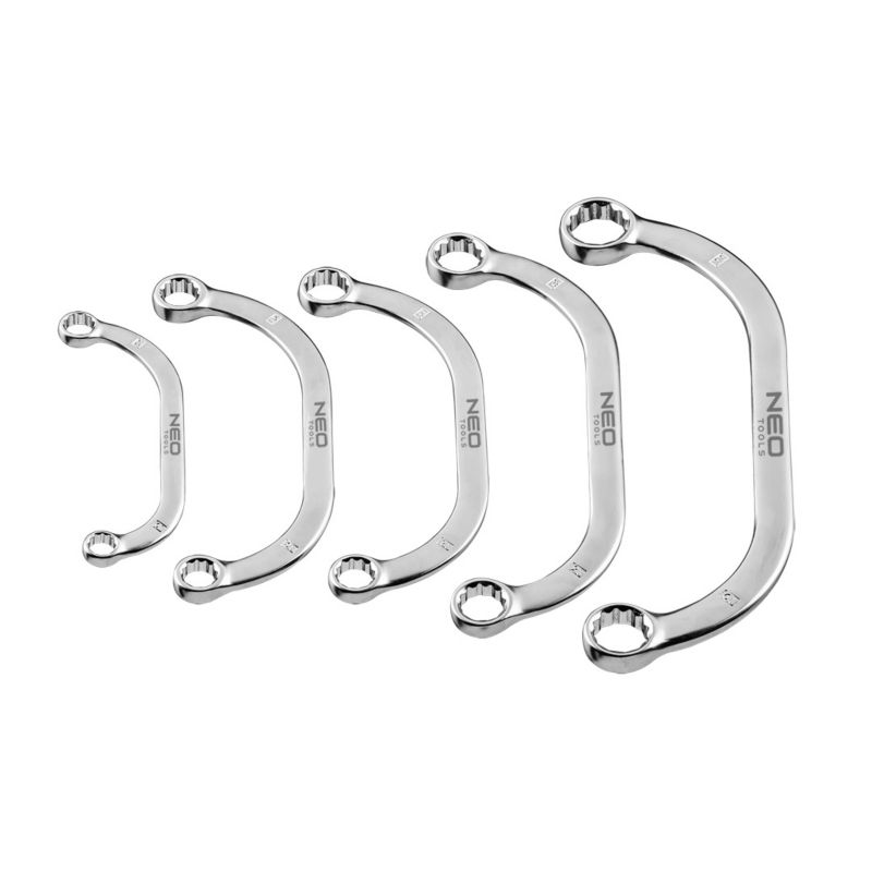 Klucze oczkowe NEO TOOLS wygięte 9-22 mm, zestaw 5 szt. 1 kpl