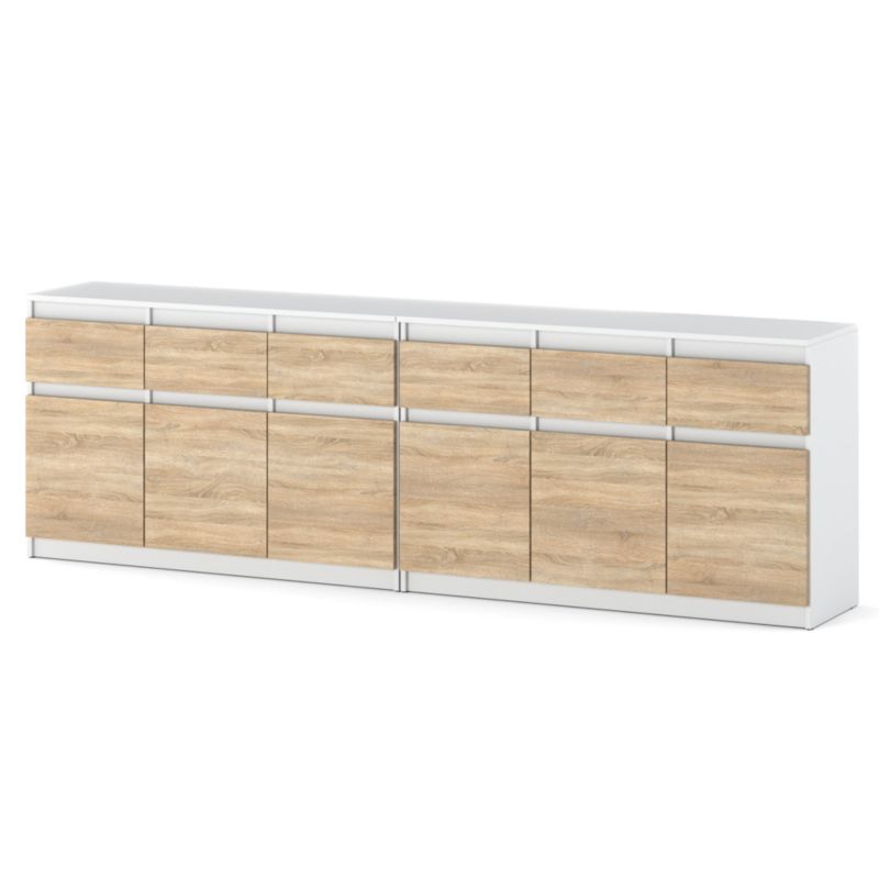 Komoda Hurtownia-Mebli Szuflady 6 Olia Best 240cm Biały Mat Dąb Sonoma 240x35x75 cm 1szt.