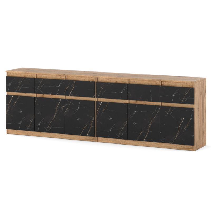 Komoda Hurtownia-Mebli Szuflady 6 Olia Best 240cm Dąb Wotan San Sebastian 240x35x75 cm 1szt.