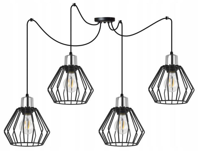Lampa sufitowa wisząca Light Home LH Spider Nuvola 4x E27 60W czarny/srebrny 1szt.