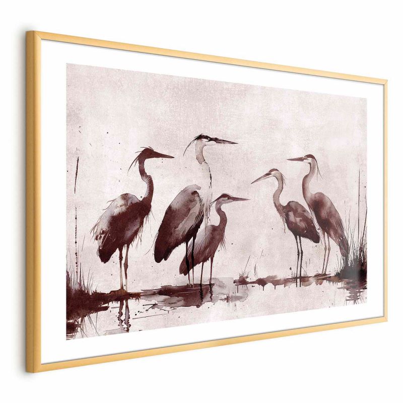 Plakat Artgeist Malowane czaple 60x40 cm z ramą złotą 1 szt