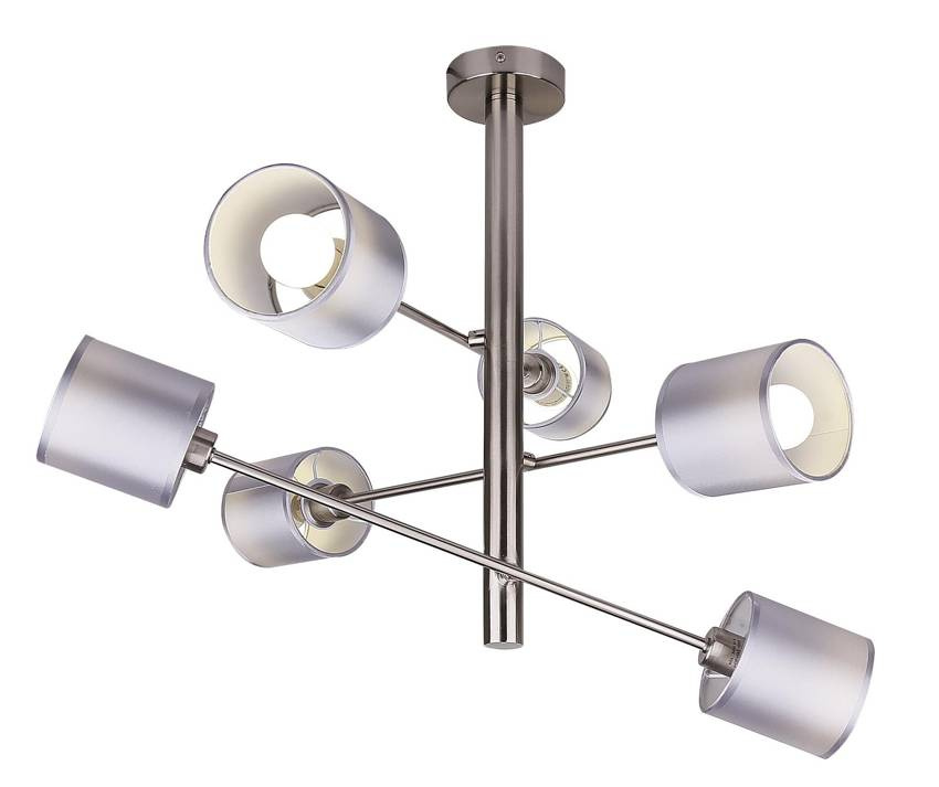 Lampa sufitowa wisząca satyna nikiel sztyca 6x40W Sax