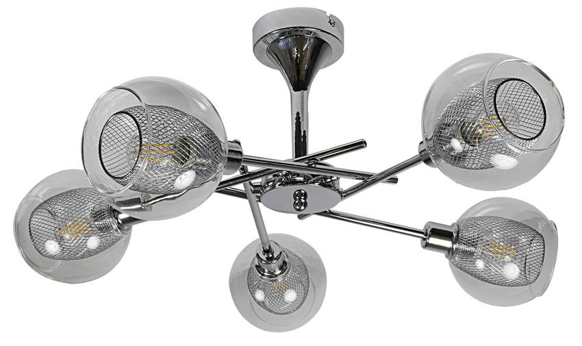 Lampa chromowana wisząca Ozzo 5xE14