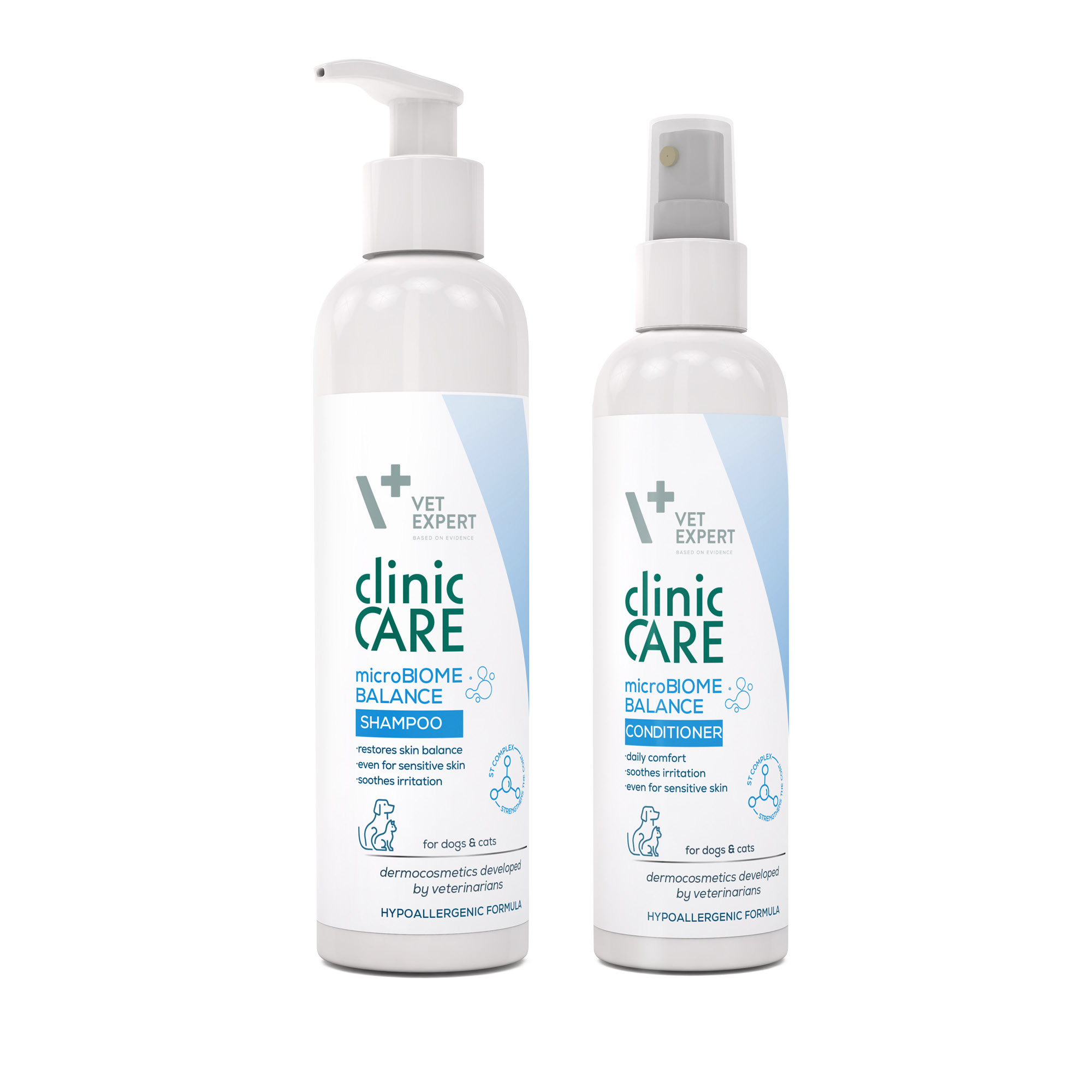 VET EXPERT Clinic Care microBiome Balance Shampoo and Conditioner - zestaw szampon i odżywka dla psów i kotów