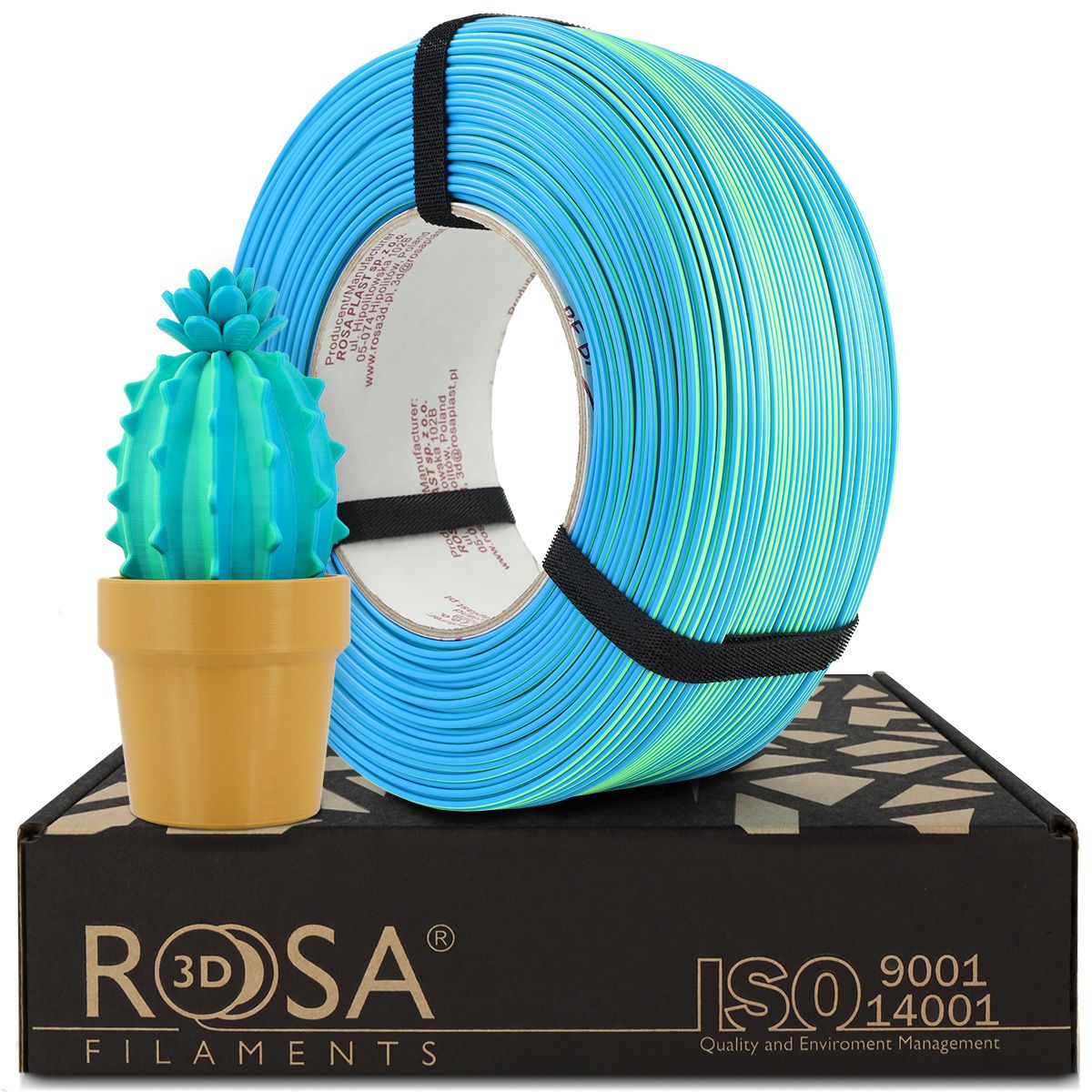 Filament 3D ReFill PLA Magic Neon Blue Lagoon (neon green + blue sky) 1kg