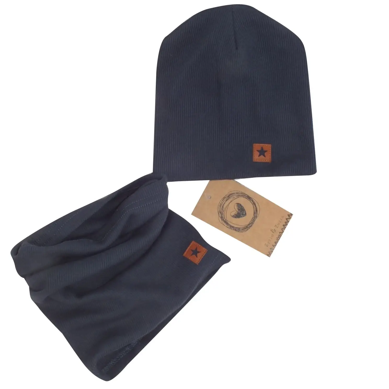 CZAPKA PODWÓJNA PRĄŻKOWANA NIEMOWLĘCA + TUBA NAVY BLUE ZZ - 56-62