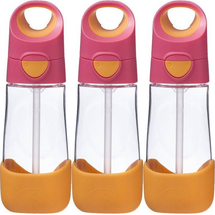 3x Bidon na wodę B.Box, ze słomką, tritan, 450ml, Strawberry Shake