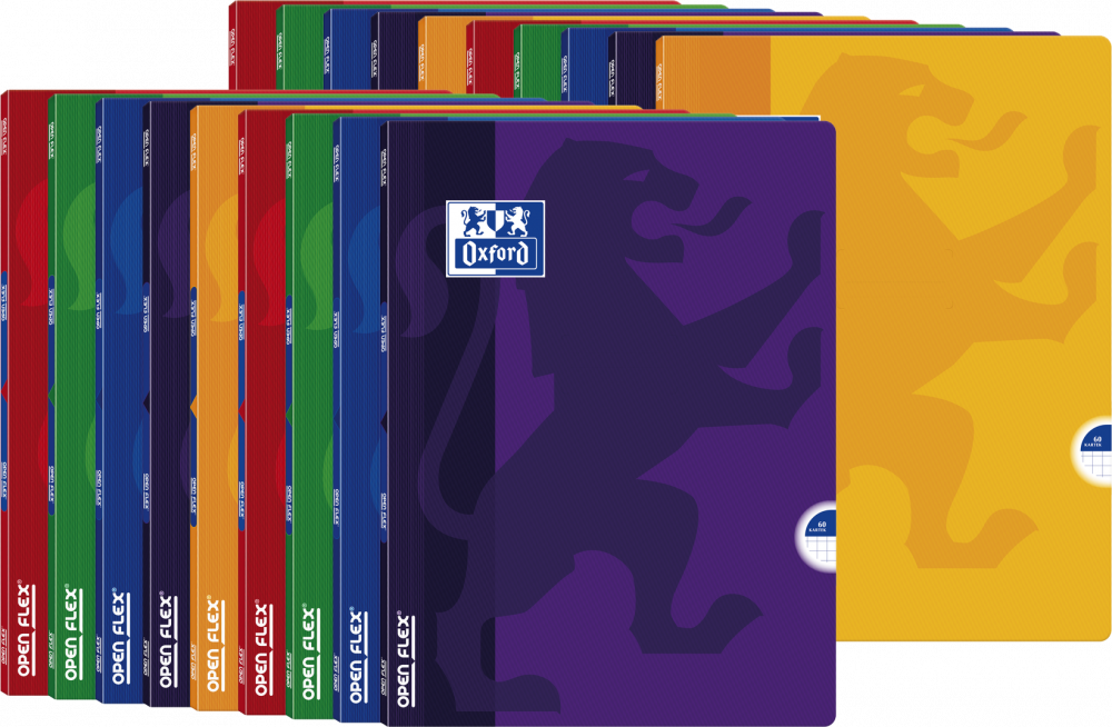 20x Zeszyt w kratkę Oxford Open Flex, A4, 60 kartek, mix kolorów