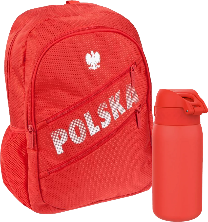 Zestaw: Plecak Starpak Polska + Bidon ION8 Red, czerwony