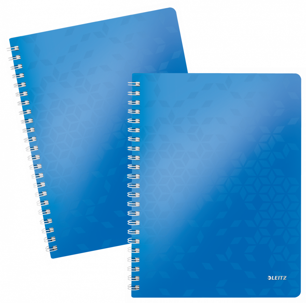 2x Kołonotatnik Leitz Wow, A4 , w kratkę, 80 kartek, okładka PP, niebieski