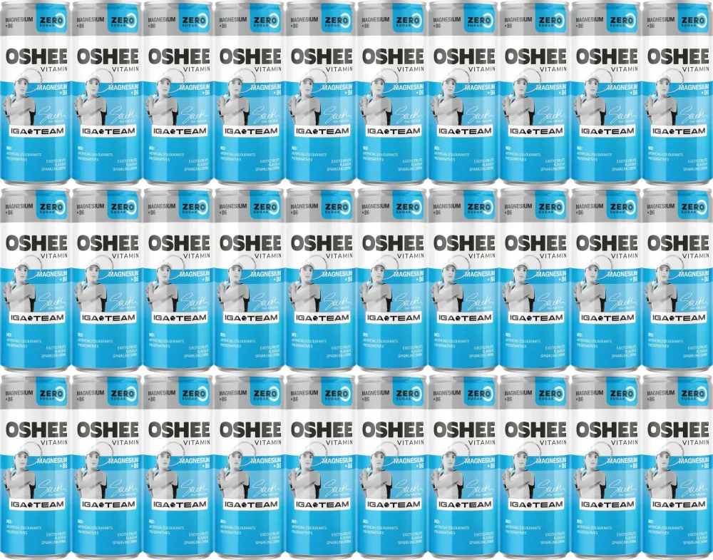48x Napój gazowany Oshee Vitamin Energy Zero, Magnez + witamina B6, owoce egzotyczne, puszka, 250ml