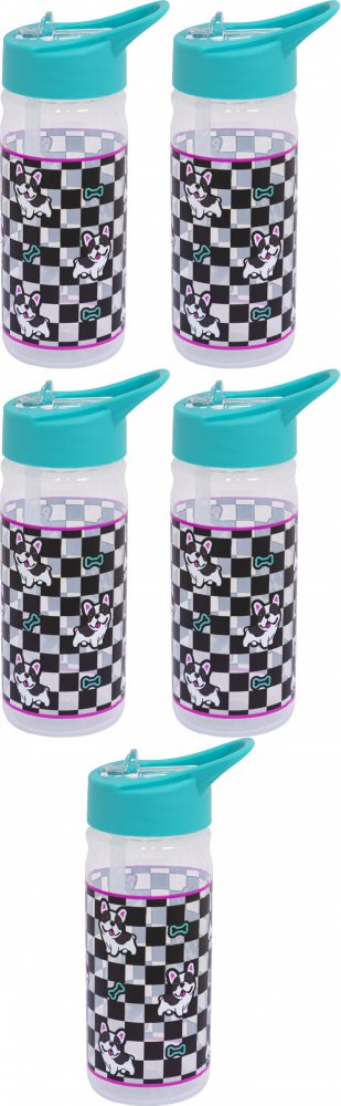 5x Bidon na wodę Astra Aqua Pure Cute Puppy, z rurką, 450ml, bez BPA