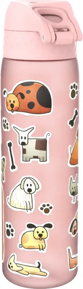 Bidon ION8 Dogs, recyclon/tritan, 500ml, różowy