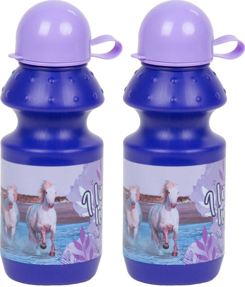2x Bidon na wodę Derform K Konie 25, 330ml, fioletowy