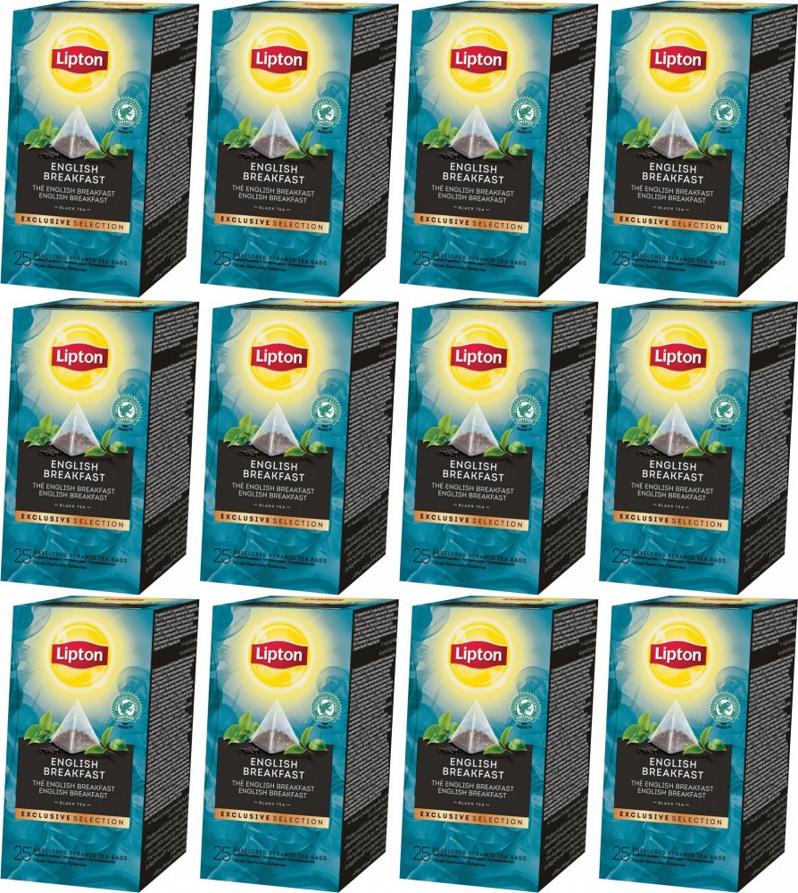 12x Herbata czarna w piramidkach Lipton English Breakfast, 25 sztuk x 2g