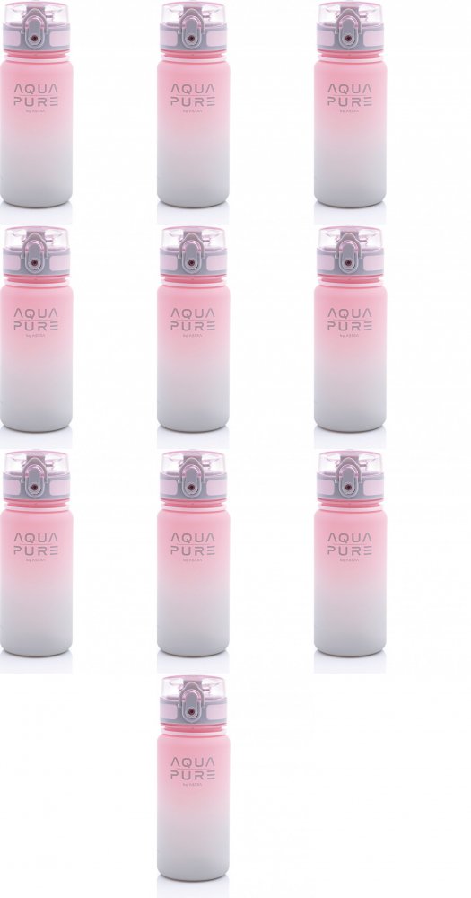 10x Bidon Astra Aqua Pure, tritan, 400ml, różowo-szary