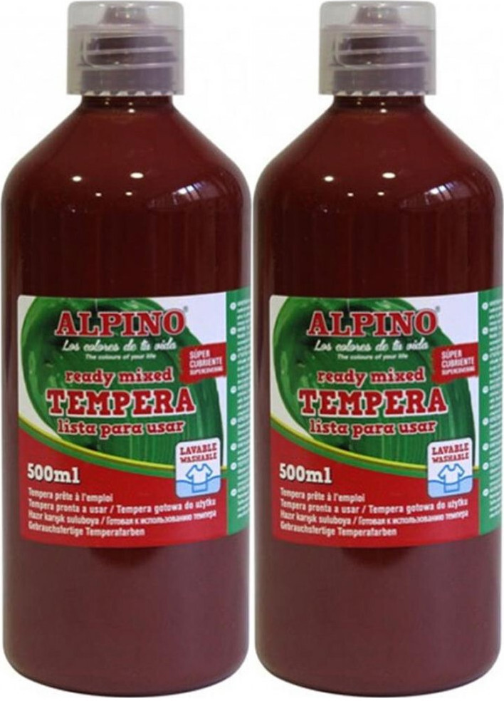 2x Farba plakatowa Alpino, w butelce, 500ml, brązowy