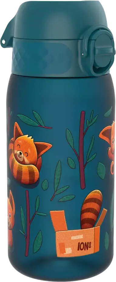 Bidon ION8 Red Pandas, recyclon/tritan, 350ml, granatowy