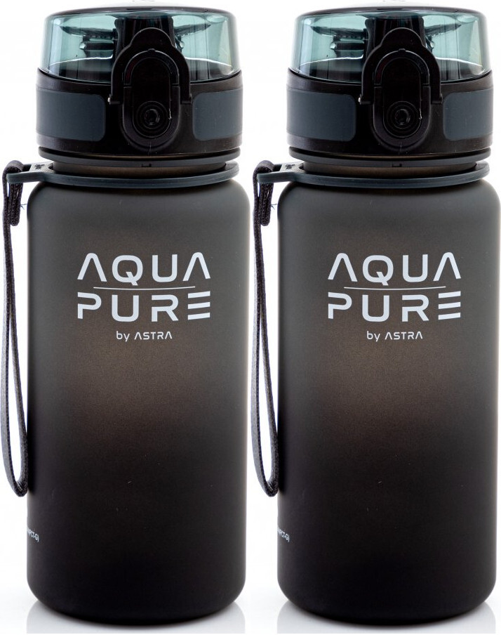 2x Bidon Astra Aqua Pure, tritan, 400ml, szaro-czarny