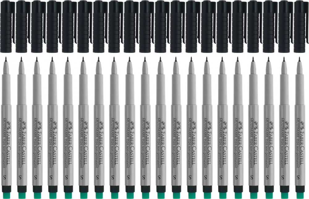 20x Marker suchościeralny Faber-Castell, okrągła, S, czarny