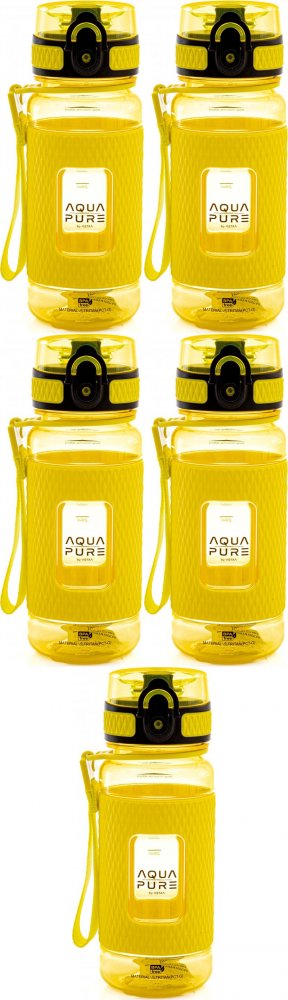 5x Bidon Astra Aqua Pure, tritan, 400ml, neonowy żółty