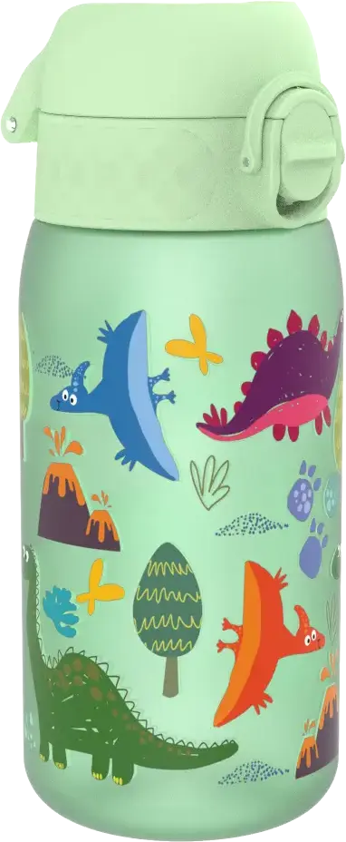Bidon ION8 Dinozaurus, recyclon/tritan, 350ml, zielony