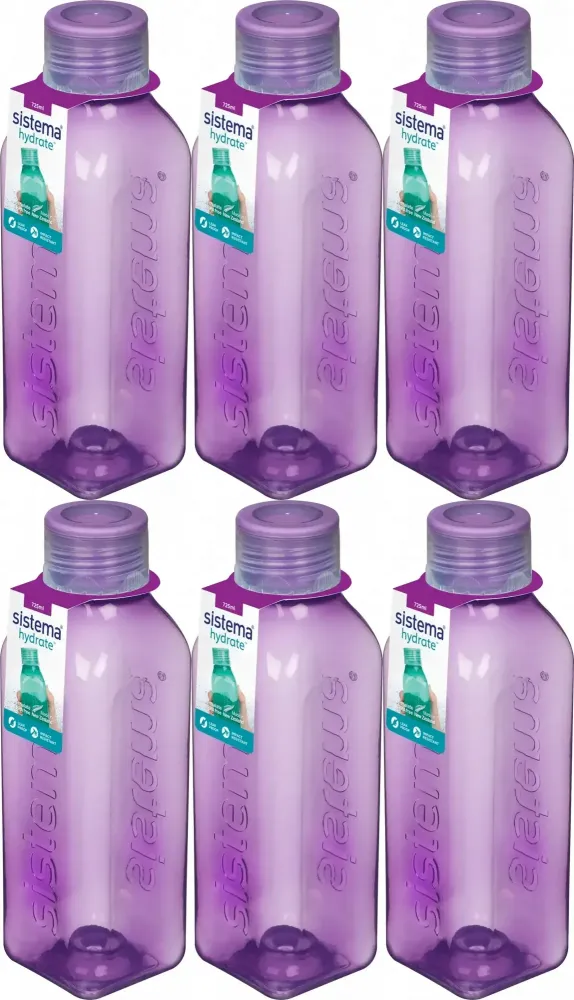 6x Bidon Sistema Square, 725ml, mix kolorów