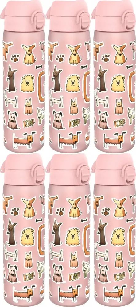 6x Bidon ION8 Dogs, recyclon/tritan, 500ml, różowy