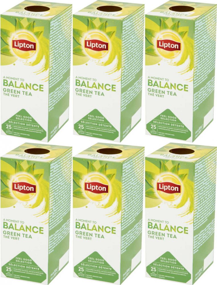 6x Herbata zielona w kopertach Lipton Green Tea Classic, 25 sztuk x 1.3g